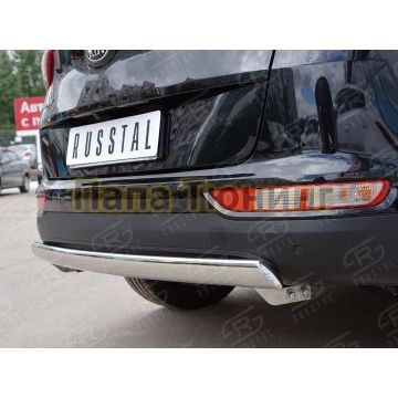 Защита заднего бампера овальная 75х42 мм РусСталь для Kia Sportage 2016-2021