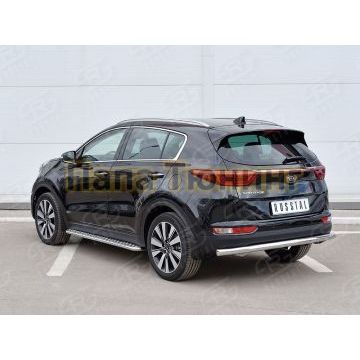Защита заднего бампера d57 секции РусСталь для Kia Sportage 2016-2021