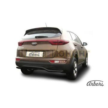 Защита заднего бампера чёрная сталь волна 57 мм Slitkoff для Kia Sportage 2016-2018 Защита заднего бампера чёрная сталь волна 57 мм Slitkoff для Kia Sportage 2016-2018