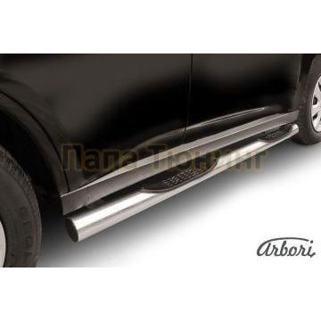 Пороги труба с накладками 76 мм Slitkoff для Mitsubishi Outlander 2014-2015 Пороги труба с накладками 76 мм Slitkoff для Mitsubishi Outlander 2014-2015