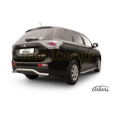 Защита заднего бампера волна 57 мм Slitkoff для Mitsubishi Outlander 2014-2015 Защита заднего бампера волна 57 мм Slitkoff для Mitsubishi Outlander 2014-2015