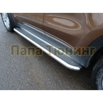 Пороги с площадкой нержавеющий лист 60 мм для Kia Sportage 2018-2021
