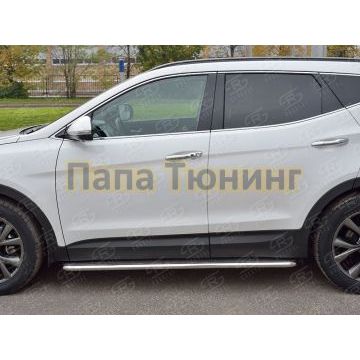 Пороги с площадкой нержавеющий лист 42 мм РусСталь для Hyundai Santa Fe 2015-2018