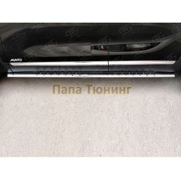 Пороги труба овальная с проступью 75х42мм РусСталь для Kia Sorento Prime 2015-
