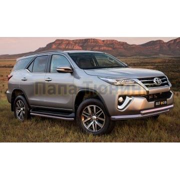 Защита передняя двойная 76-75х42 мм ALFeco для Toyota Fortuner 2017-