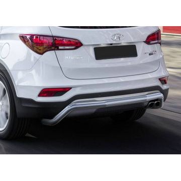 Защита заднего бампера скоба 57 мм Rival для Hyundai Santa Fe/Santa Fe Premium 2015-2018