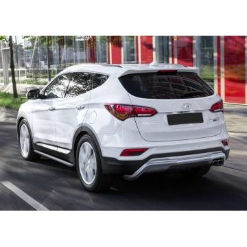 Защита заднего бампера скоба 57 мм Rival для Hyundai Santa Fe/Santa Fe Premium 2015-2018