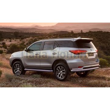 Защита задняя большая с уголками 76-50 мм ALFeco для Toyota Fortuner 2017-