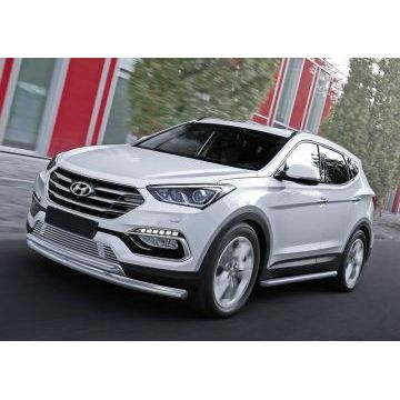 Защита передняя двойная 57-42 мм Rival для Hyundai Santa Fe/Santa Fe Premium 2015-2018