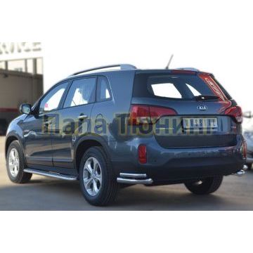 Пороги с площадкой алюминиевый лист d42 РусСталь для Kia Sorento 2012-2020