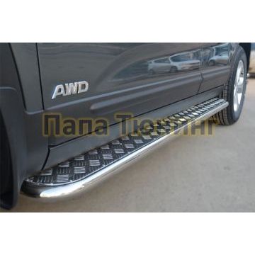 Пороги с площадкой алюминиевый лист d42 РусСталь для Kia Sorento 2012-2020