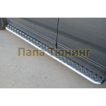 Пороги с площадкой алюминиевый лист d42 РусСталь для Kia Sorento 2012-2020