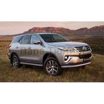 Пороги с площадкой алюминиевый лист 60 мм ALFeco для Toyota Fortuner 2017-