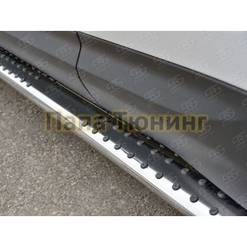 Пороги труба овальная с проступью 120х60 мм РусСталь для Hyundai Santa Fe 2015-2018