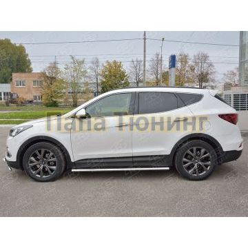 Пороги труба овальная с проступью 120х60 мм РусСталь для Hyundai Santa Fe 2015-2018