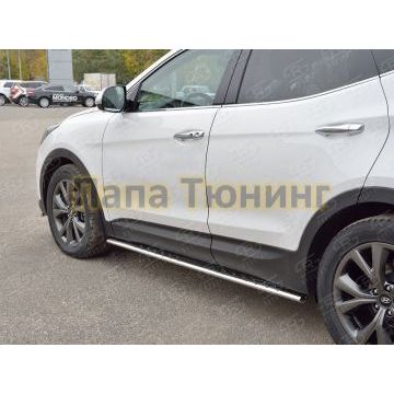 Пороги труба овальная с проступью 75х42 мм РусСталь для Hyundai Santa Fe 2015-2018