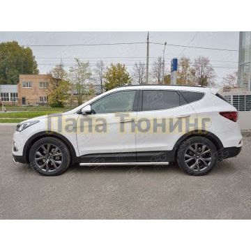 Пороги труба d57 вариант 3 РусСталь для Hyundai Santa Fe 2015-2018