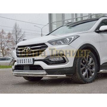 Защита передняя двойная 42-d42 РусСталь для Hyundai Santa Fe 2015-2018