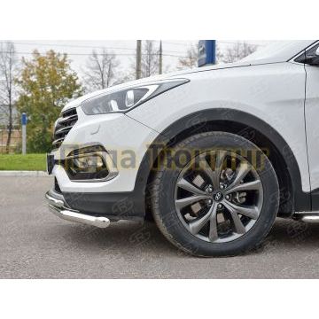 Защита передняя двойная d57-d42 РусСталь для Hyundai Santa Fe 2015-2018