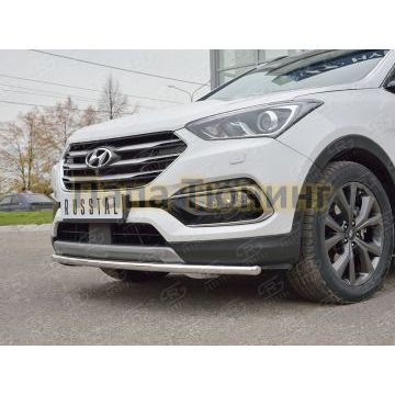 Защита переднего бампера d42 РусСталь для Hyundai Santa Fe 2015-2018