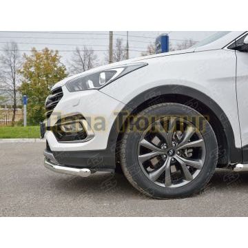 Защита переднего бампера d57 РусСталь для Hyundai Santa Fe 2015-2018