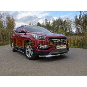 Защита переднего бампера с ДХО 60 мм ТСС для Hyundai Santa Fe 2015-2018 Защита переднего бампера с ДХО 60 мм ТСС для Hyundai Santa Fe 2015-2018