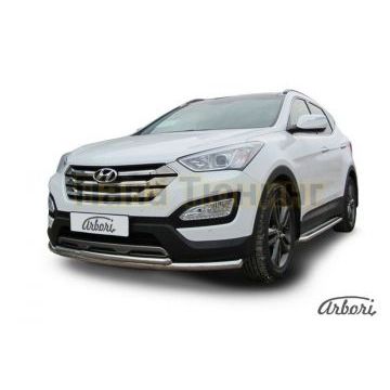 Защита передняя двойная 57-42 мм Slitkoff для Hyundai Santa Fe 2012-2018 Защита передняя двойная 57-42 мм Slitkoff для Hyundai Santa Fe 2012-2018