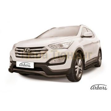 Защита передняя чёрная сталь волна 57 мм Slitkoff для Hyundai Santa Fe 2012-2018 Защита передняя чёрная сталь волна 57 мм Slitkoff для Hyundai Santa Fe 2012-2018