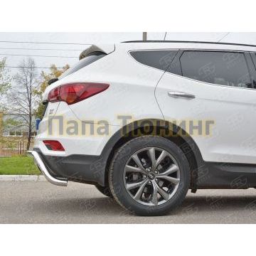 Защита заднего бампера волна под машину d57 РусСталь для Hyundai Santa Fe 2015-2018