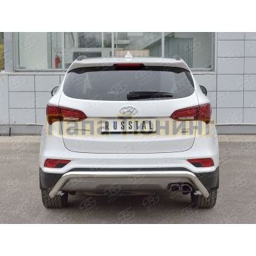 Защита заднего бампера волна под машину d57 РусСталь для Hyundai Santa Fe 2015-2018