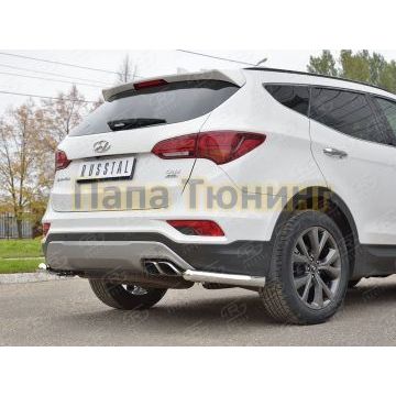 Защита задняя уголки d57 РусСталь для Hyundai Santa Fe 2015-2018