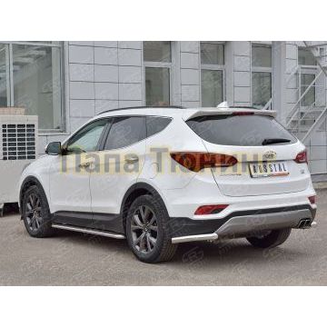 Защита задняя уголки d57 РусСталь для Hyundai Santa Fe 2015-2018