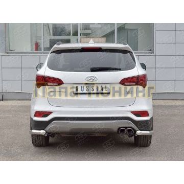 Защита задняя уголки d57 РусСталь для Hyundai Santa Fe 2015-2018