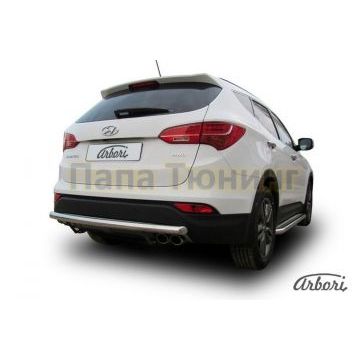 Защита заднего бампера длинная 57 мм Slitkoff для Hyundai Santa Fe 2012-2018 Защита заднего бампера длинная 57 мм Slitkoff для Hyundai Santa Fe 2012-2018
