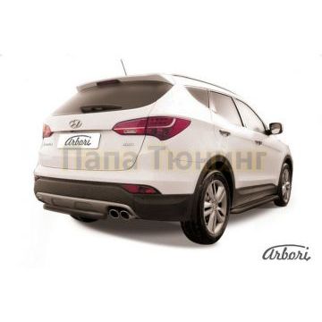 Защита заднего бампера чёрная сталь короткая 57 мм Slitkoff для Hyundai Santa Fe 2012-2018 Защита заднего бампера чёрная сталь короткая 57 мм Slitkoff для Hyundai Santa Fe 2012-2018