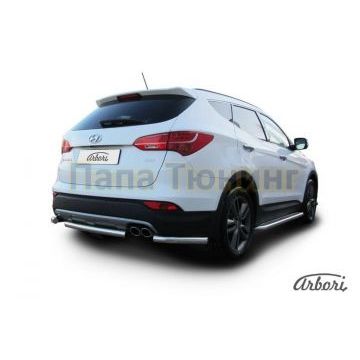 Защита заднего бампера короткая 57 мм Slitkoff для Hyundai Santa Fe 2012-2018 Защита заднего бампера короткая 57 мм Slitkoff для Hyundai Santa Fe 2012-2018