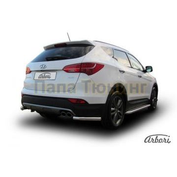 Защита задняя уголки 57 мм Slitkoff для Hyundai Santa Fe 2012-2018 Защита задняя уголки 57 мм Slitkoff для Hyundai Santa Fe 2012-2018