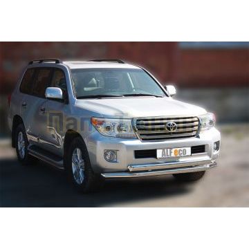 Защита передняя двойная 76-75х42 мм ALFeco для Toyota Land Cruiser 200 2012-