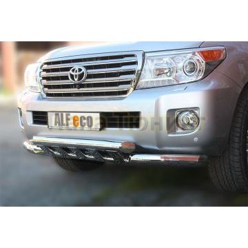 Защита передняя двойная Shark цельная 76-76 мм ALFeco для Toyota Land Cruiser 200 2012-