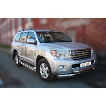 Защита передняя двойная Shark цельная 76-76 мм ALFeco для Toyota Land Cruiser 200 2012-