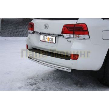 Защита заднего бампера овальная 75х42 мм ALFeco для Toyota Land Cruiser 200 2012-