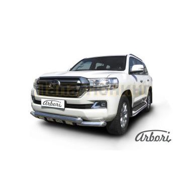 Защита передняя двойная с накладками 76-76 мм Slitkoff для Toyota Land Cruiser 200 2015-