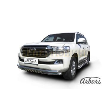 Защита передняя двойная с накладками 57-57 мм Slitkoff для Toyota Land Cruiser 200 2015-