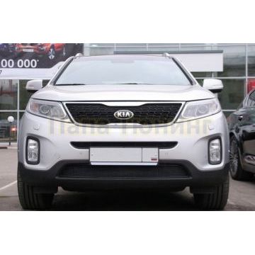 Защита радиатора Arbori черная сота 15 мм 2 штуки для Kia Sorento 2012-2020