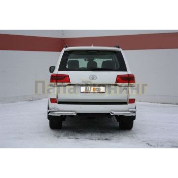Защита задняя двойные уголки 76-50 мм ALFeco для Toyota Land Cruiser 200 2012-