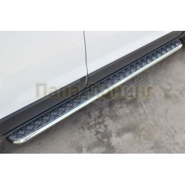 Пороги с площадкой алюминиевый лист d42 РусСталь для Chevrolet Captiva 2013-2016