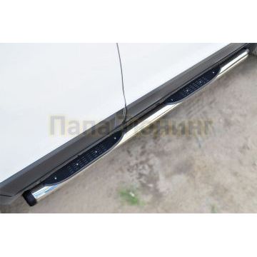 Пороги труба с накладками d76 вариант 2 РусСталь для Chevrolet Captiva 2013-2016