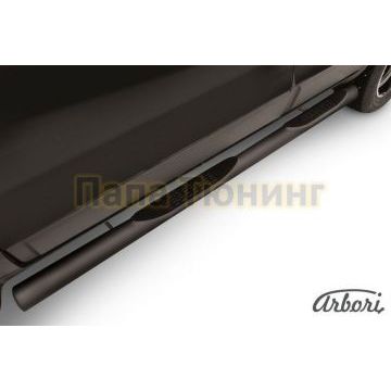 Пороги чёрная сталь труба с накладками 76 мм Slitkoff для Chevrolet Captiva 2013-2016 Пороги чёрная сталь труба с накладками 76 мм Slitkoff для Chevrolet Captiva 2013-2016