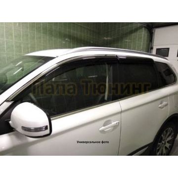 Дефлекторы окон с нержавеющим молдингом OEM Tuning для Hyundai Tucson 2015-