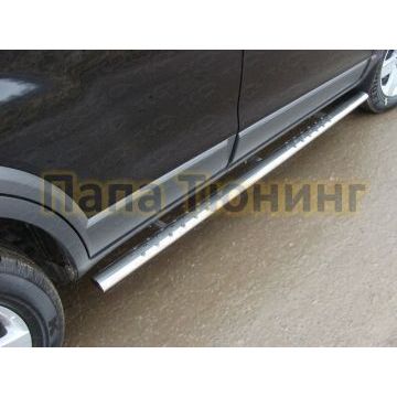 Пороги труба овальная с проступью 75х42 мм ТСС для Chevrolet Captiva 2011-2016